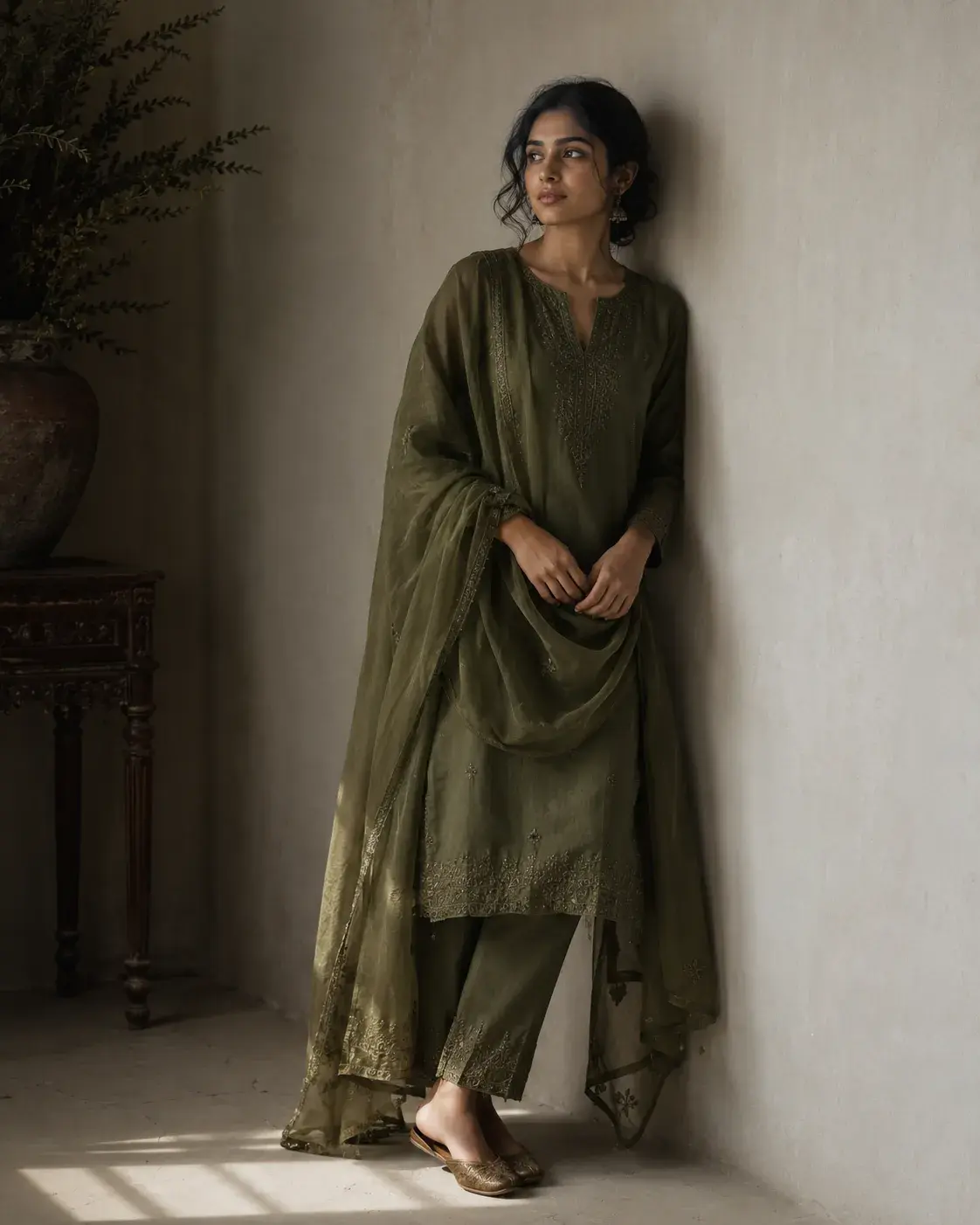 Olive Kurta set